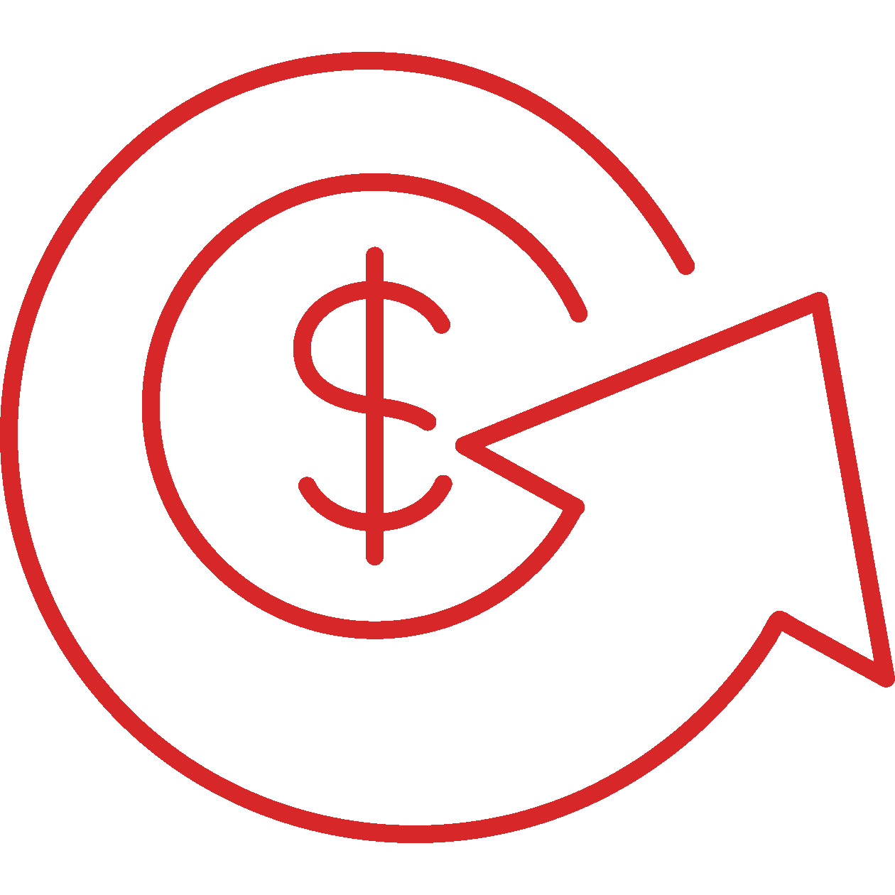 Canceling & Refunds Icon - dollar sign with circling arrow