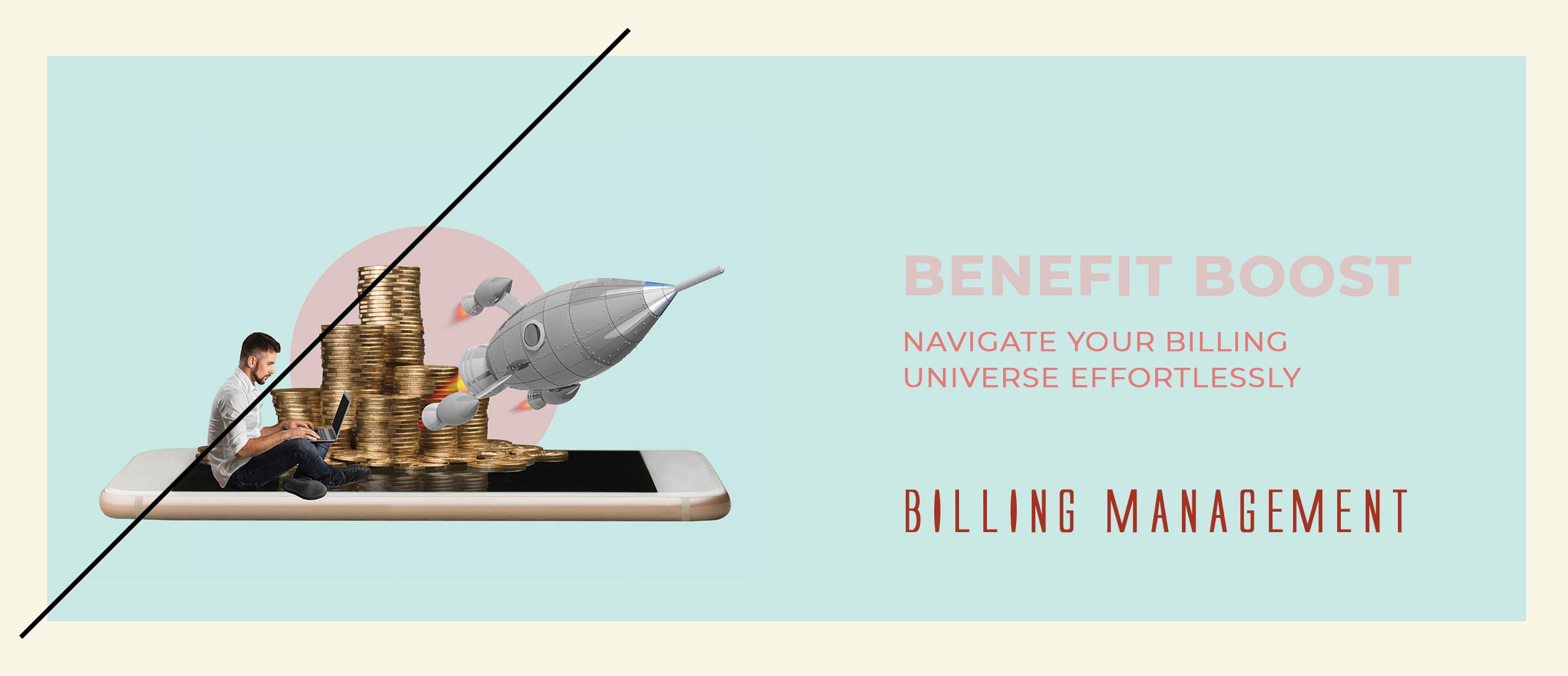 guy on phone with money and rocket - navigate your billing universe effortlessly