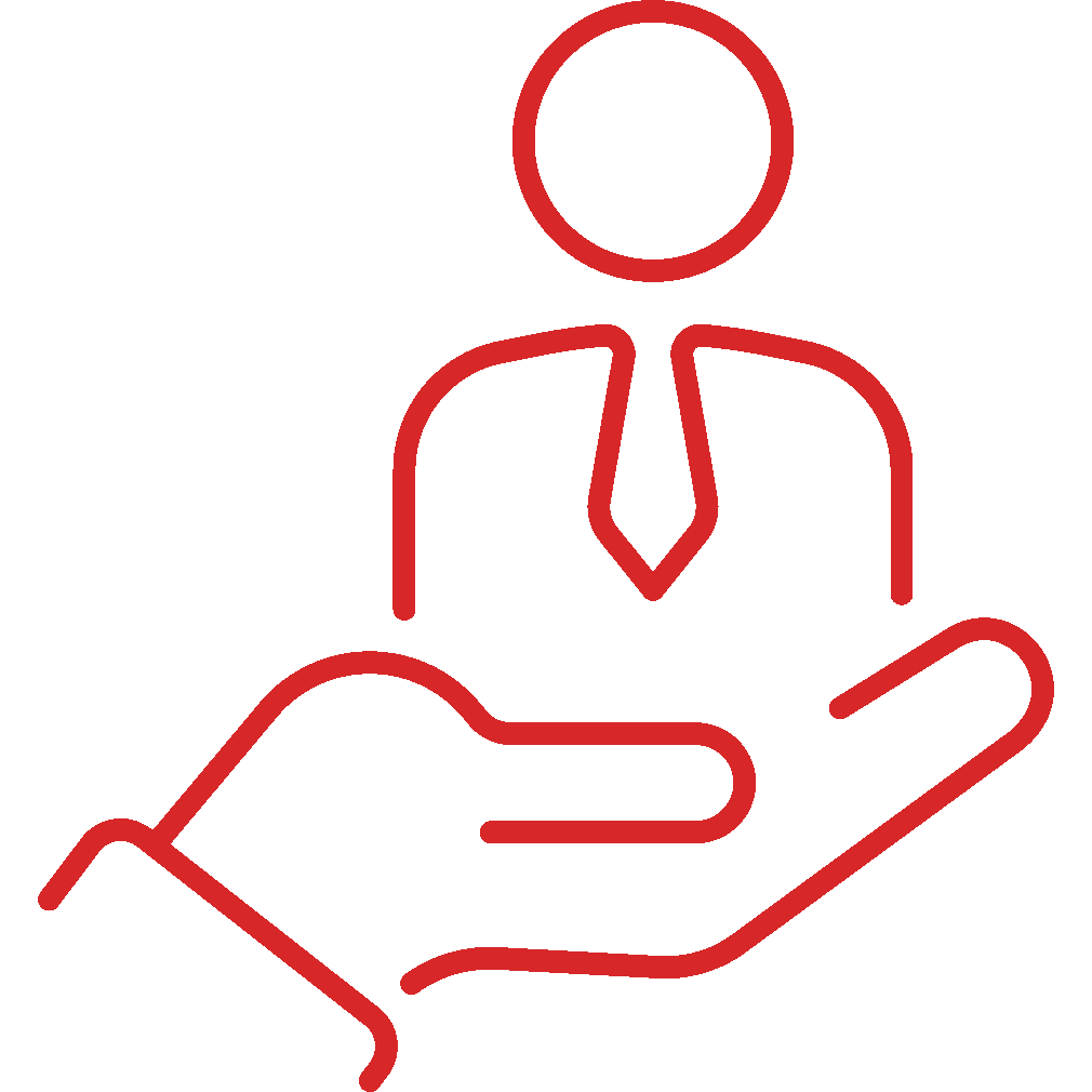 resources and support icon - hand with agent in it
