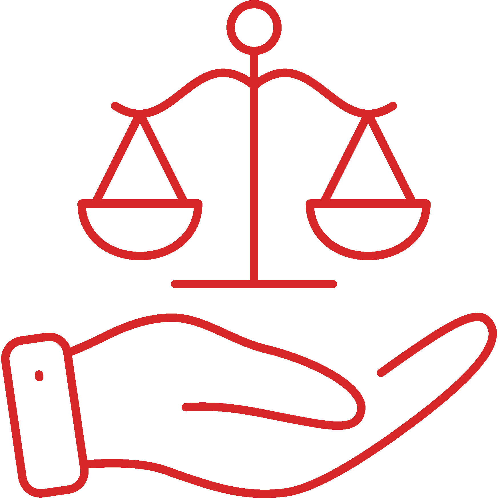 Agreement Disputes Icon - hand with law scales