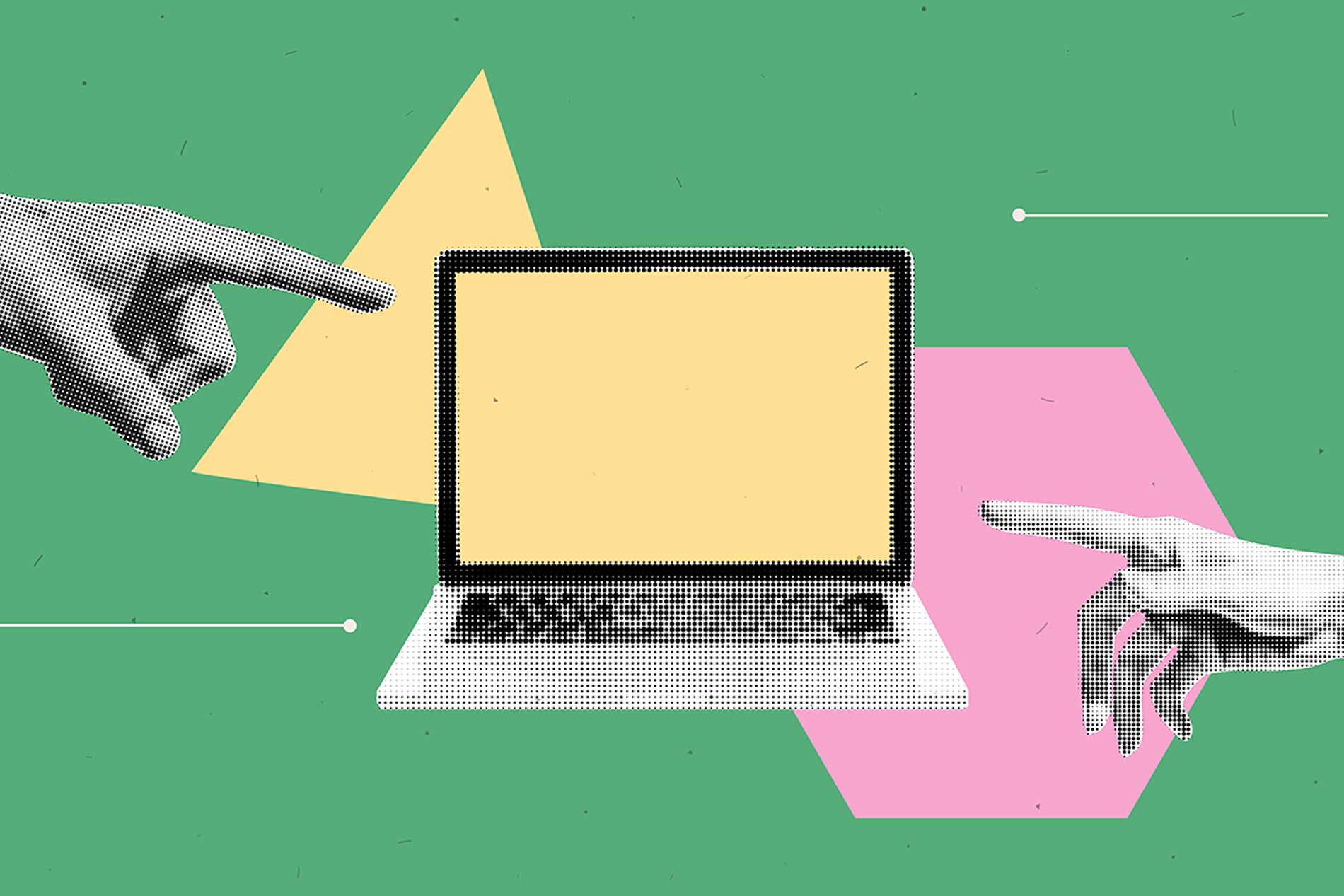 computer and hands