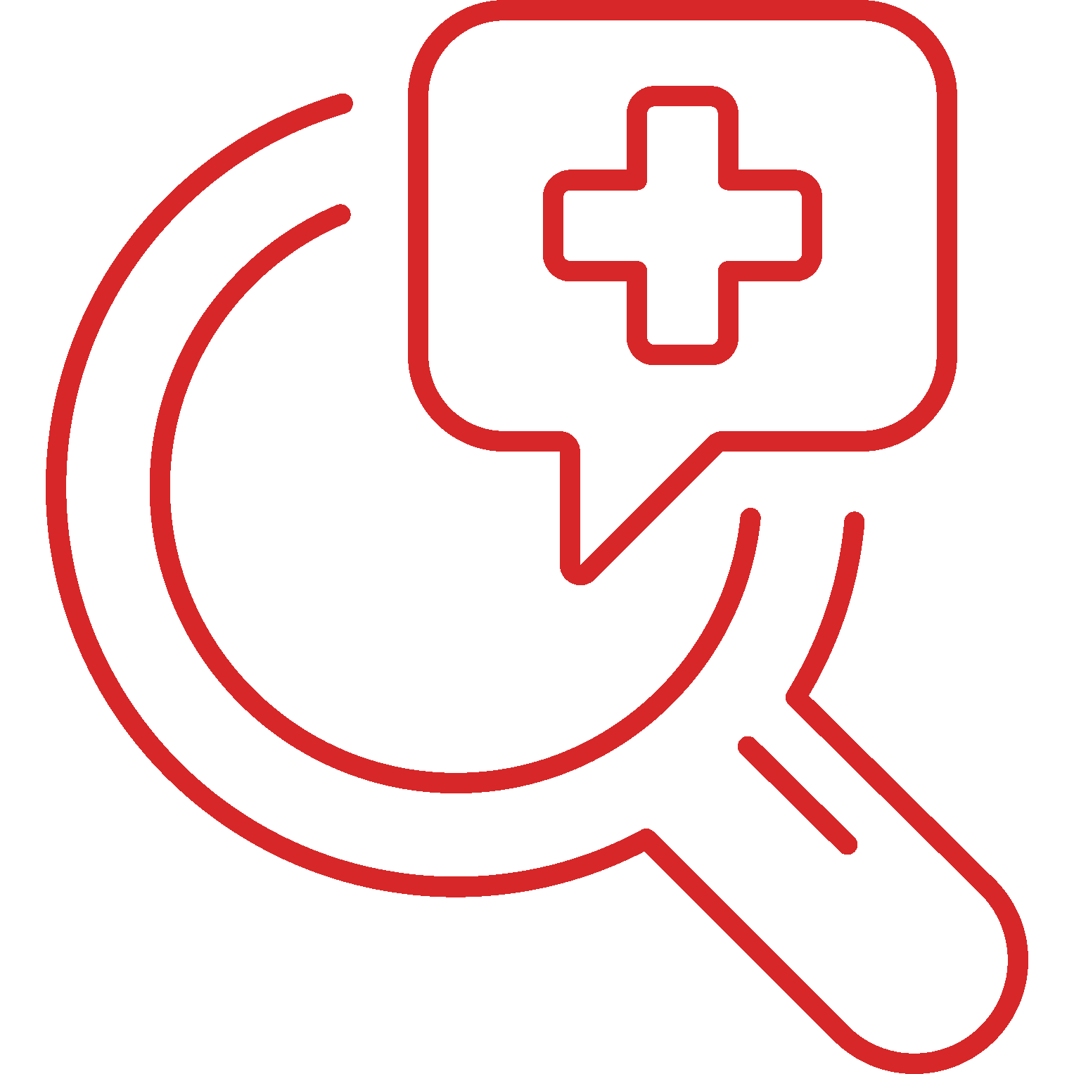 Other Providers Icon - magnifying glass and medical cross