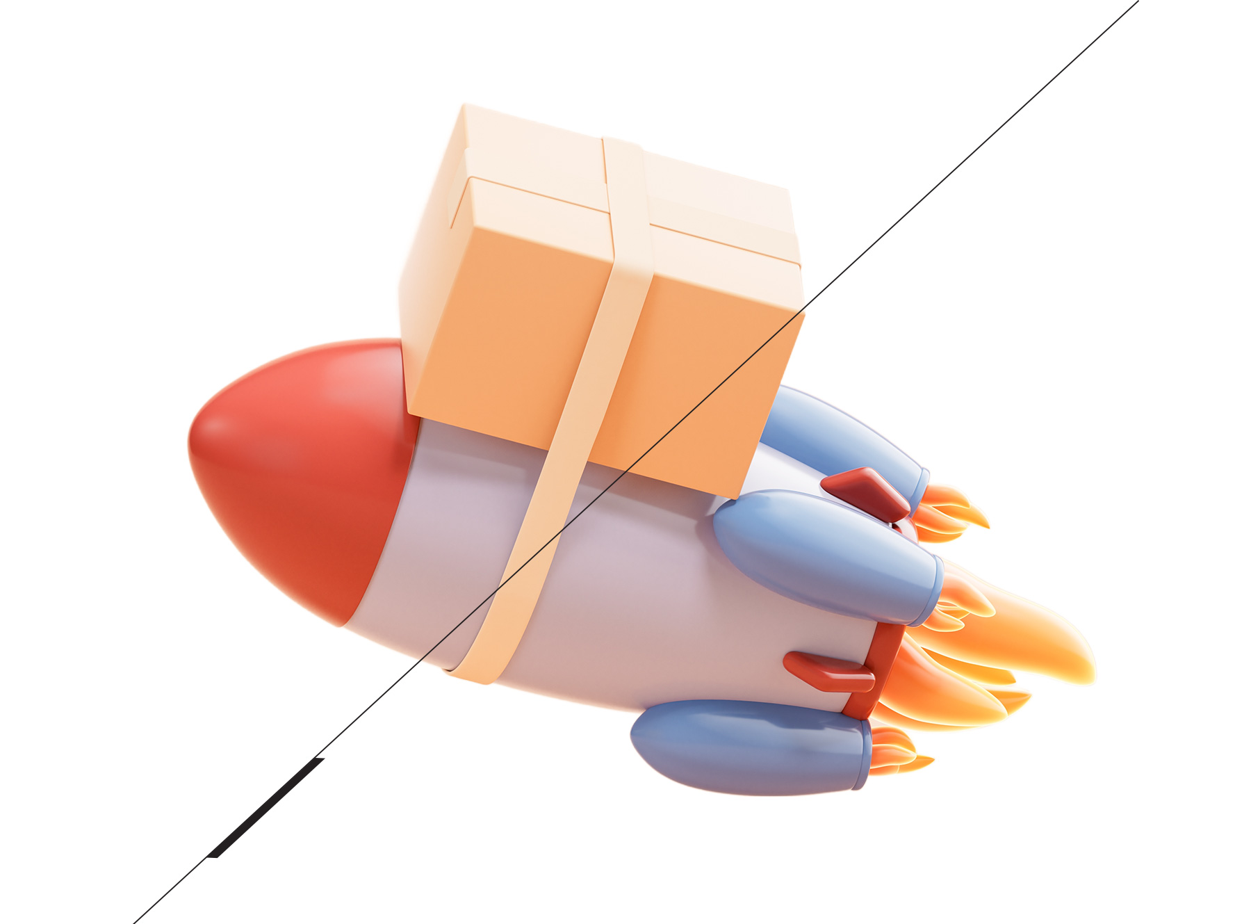 rocket flying a package