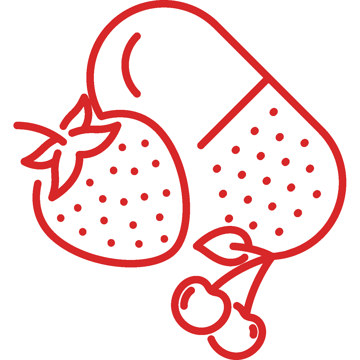 Vitamin Order Icon - Vitamin pill with strawberry and cherry