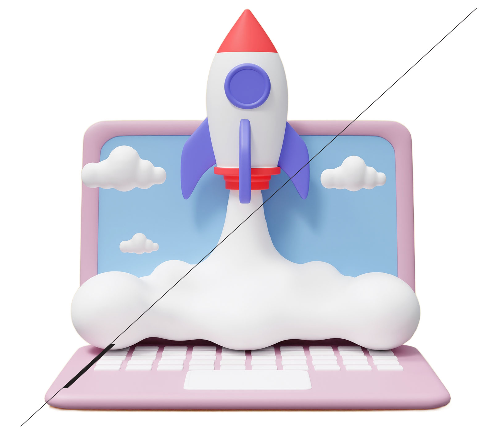 rocket coming out of computer