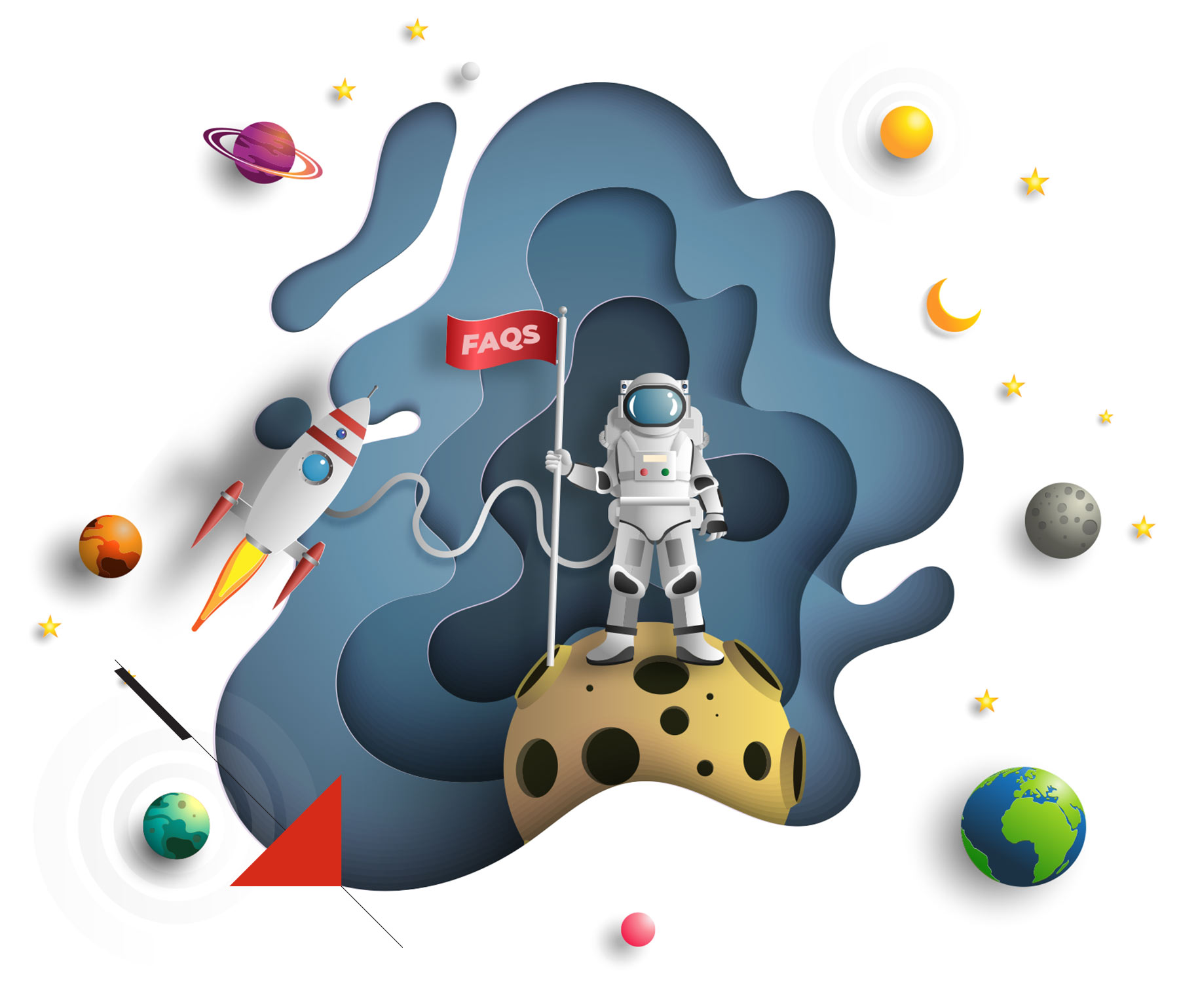 paper art FAQs with space scene