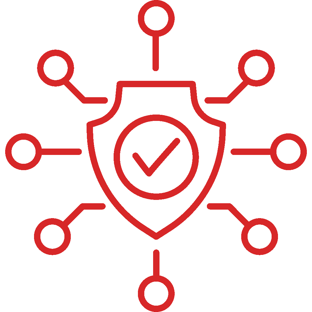 Digital Galaxy - shield with check and data points in circle