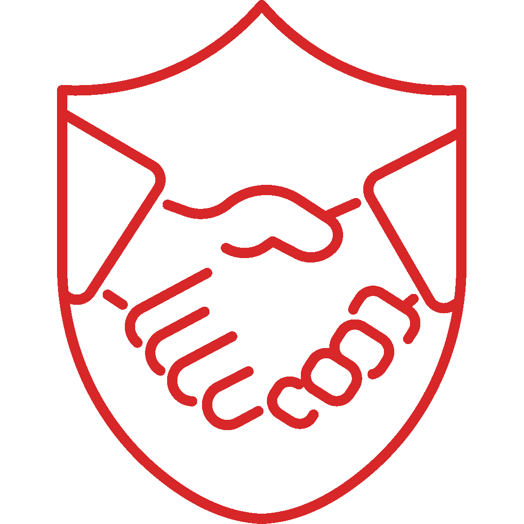Establishing Trust - shaking hands in shield
