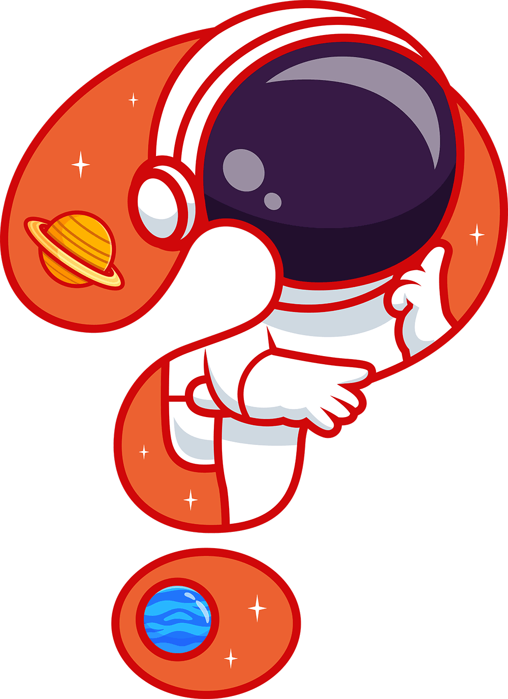 question mark and astronaut