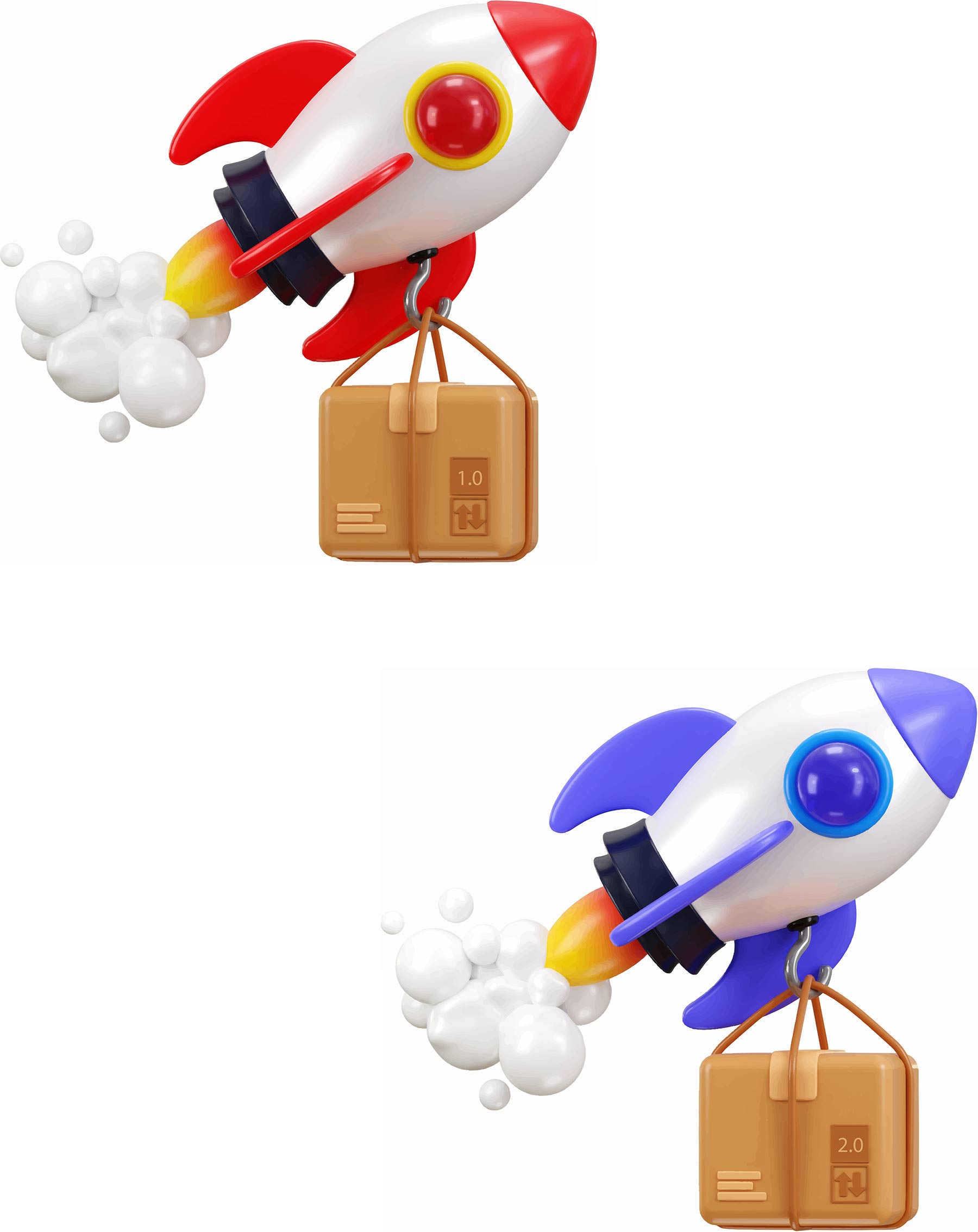 2 Rockets carrying box bundles