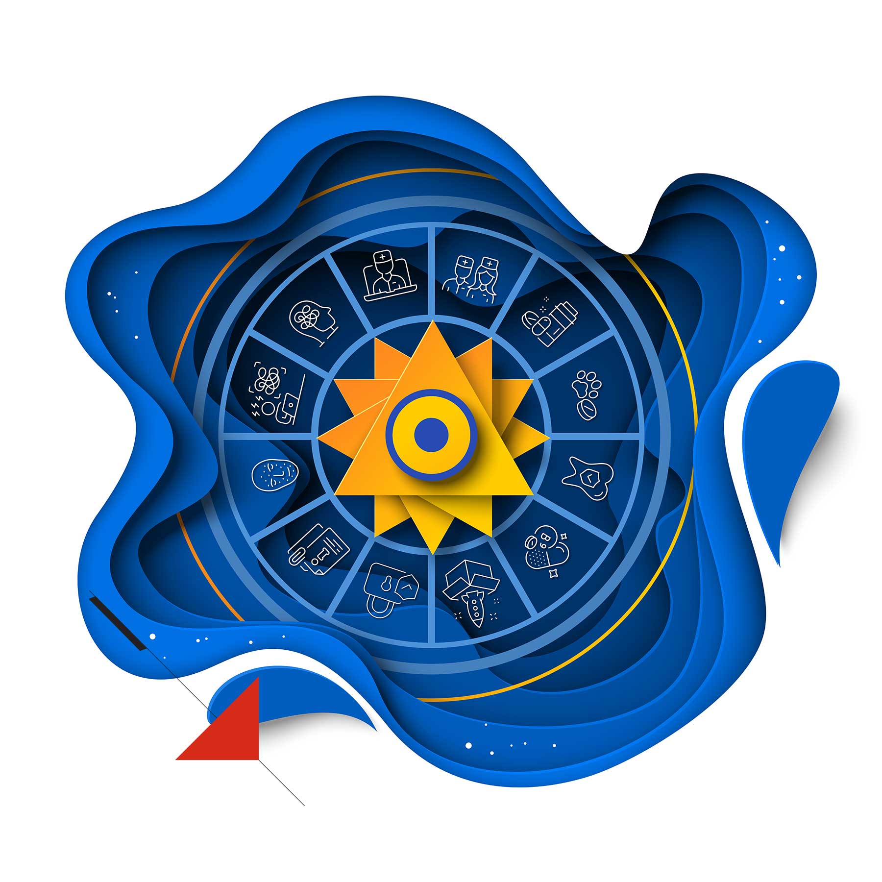 paper art space subscription wheel with symbols