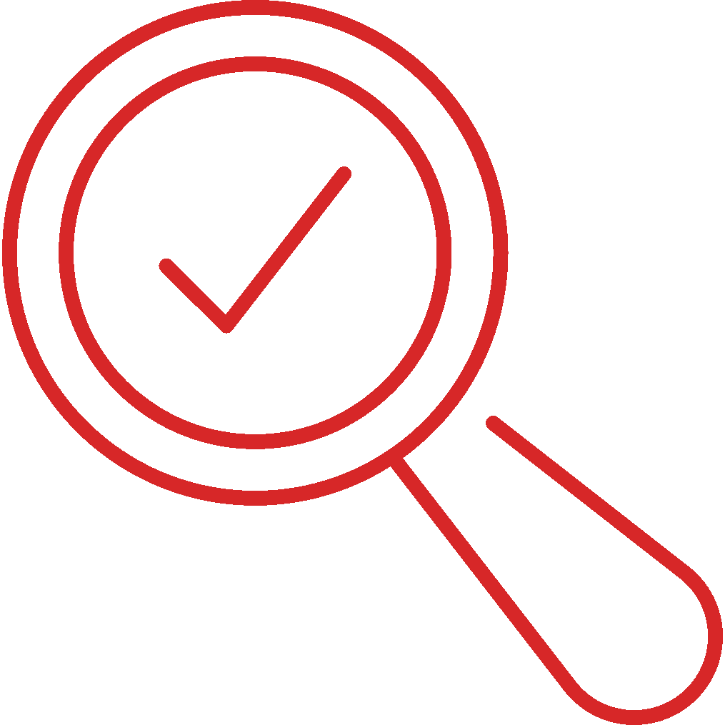 Clarity and Transparency - magnifying glass with checkmark